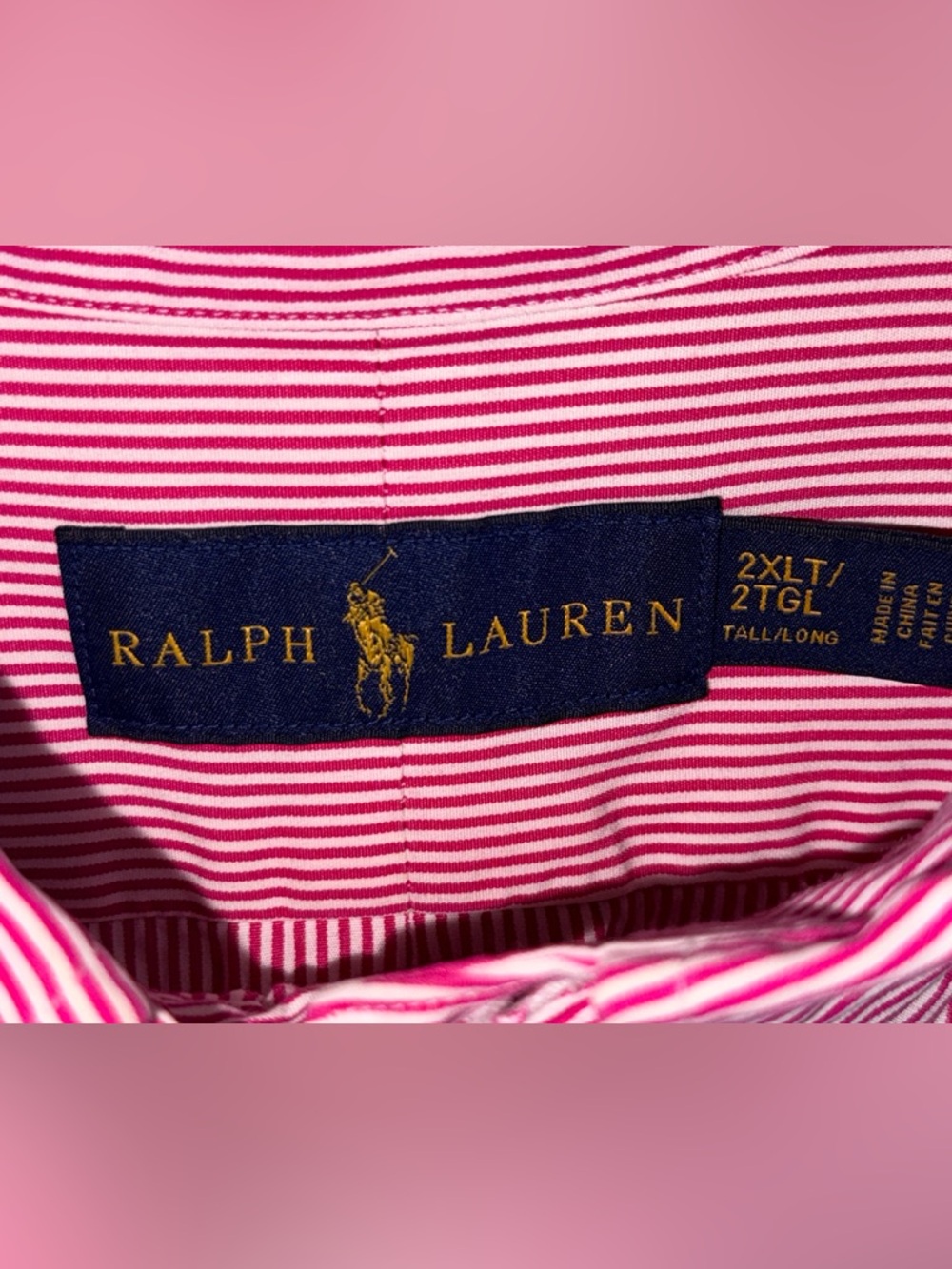 Ralph Lauren Men’s Red Striped Button-Down Dress Shirt-2XLT-EC - Picture 2 of 12